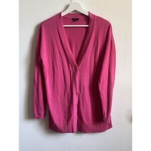 Talbots Pink Fuchsia Button Up Cardigan Sweater Sz M Cotton Rayon Classic Preppy